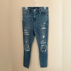 Abercrombie & Fitch Simone High Rise Super Skinny Jeans with Holes Size 29/8